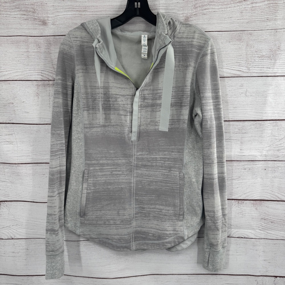 Lululemon Post Sweat Hoodie Size 10 Gray Pullover Quarter Zip Ribbon Ties
